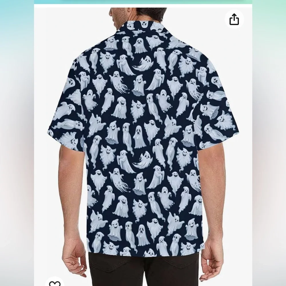 🎃🔥NWOT YOIMIRA man’s Halloween pattern short sleeve shirt. 3XL - Picture 3 of 8